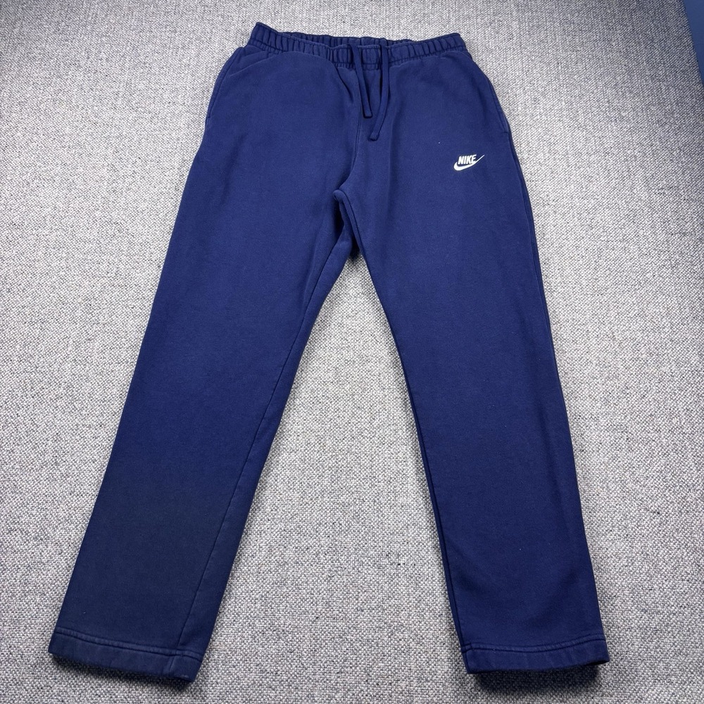 Nike Men's Sportswear Club Fleece Pants Midnight Navy Blue Straight Leg Open M